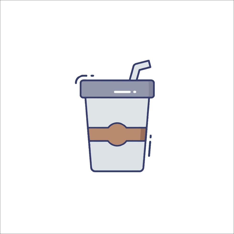 A drink cup with a straw and a brown strap vector
