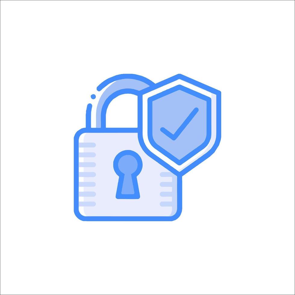 A blue lock with a check mark on it vector