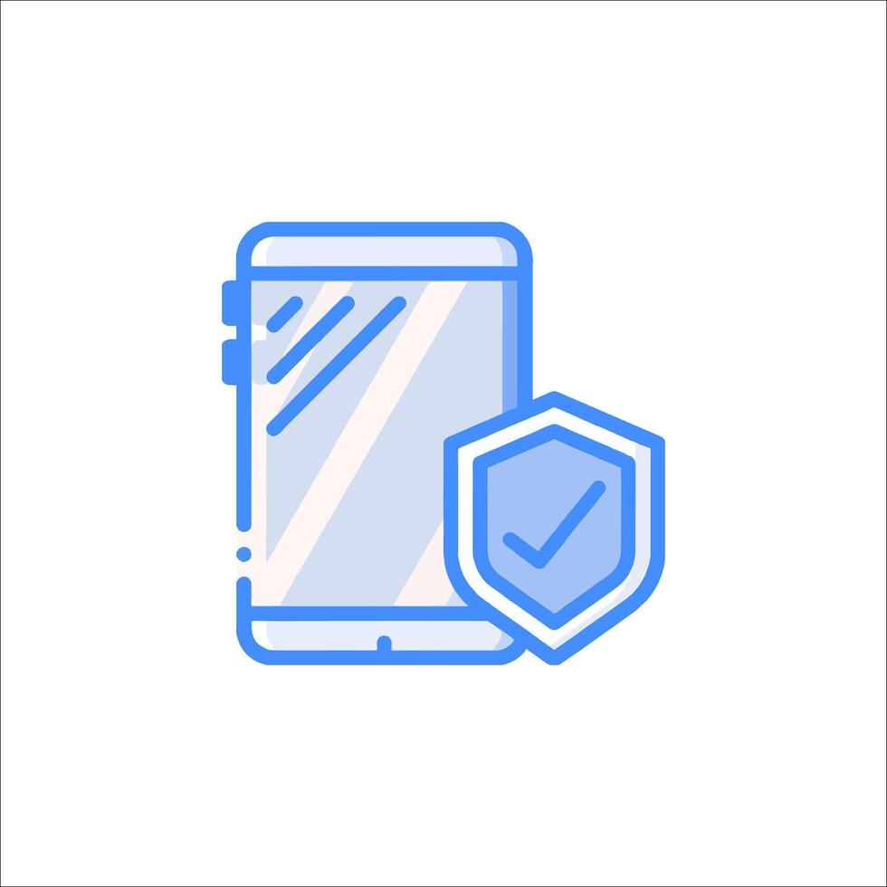 A smartphone with a shield icon vector