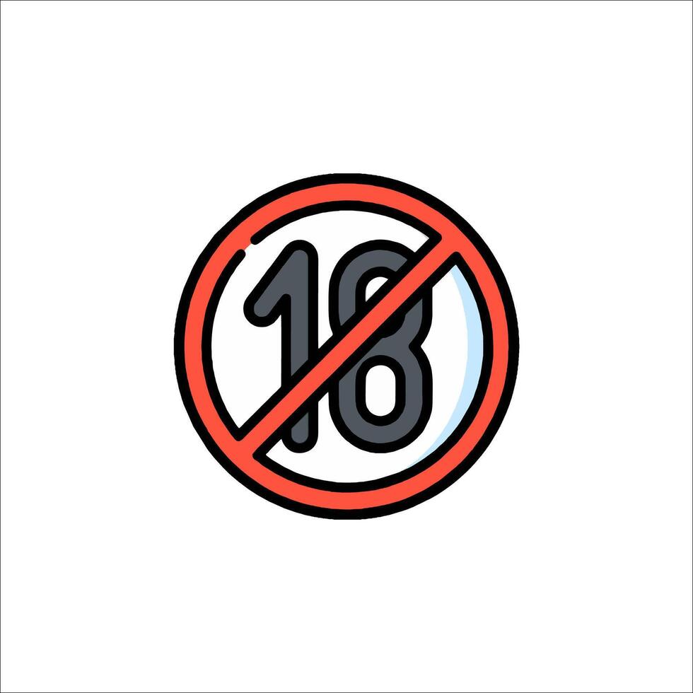 A no 18 sign on a white background vector