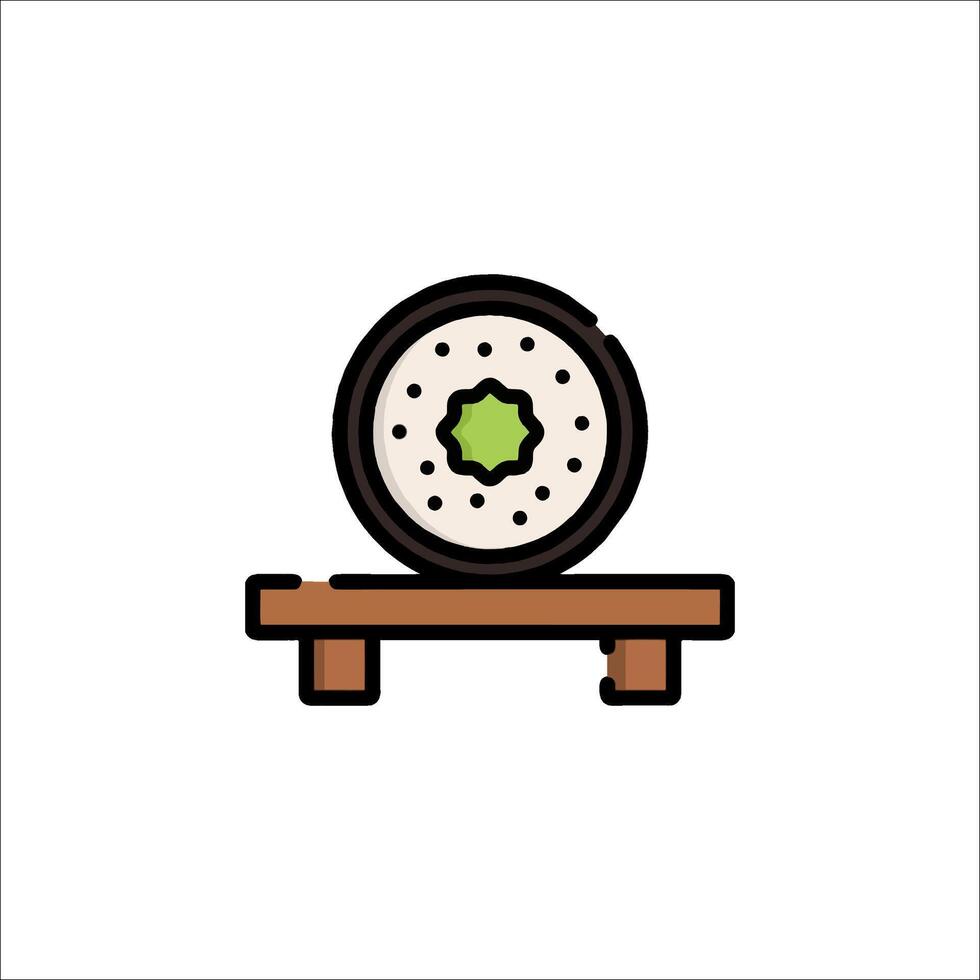 Sushi icon on a wooden table vector