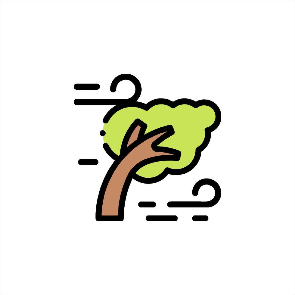A tree with leaves and wind blowing in the background vector