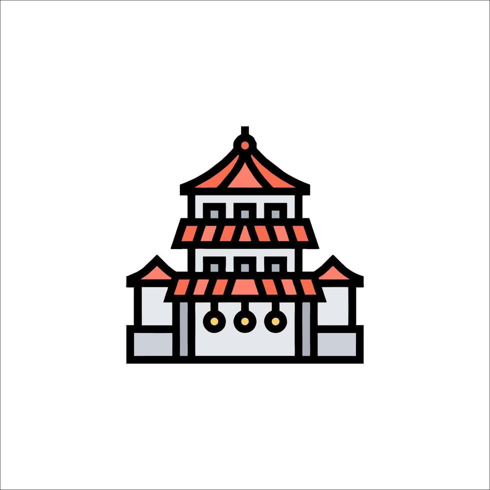 Chinese pagoda icon illustration vector