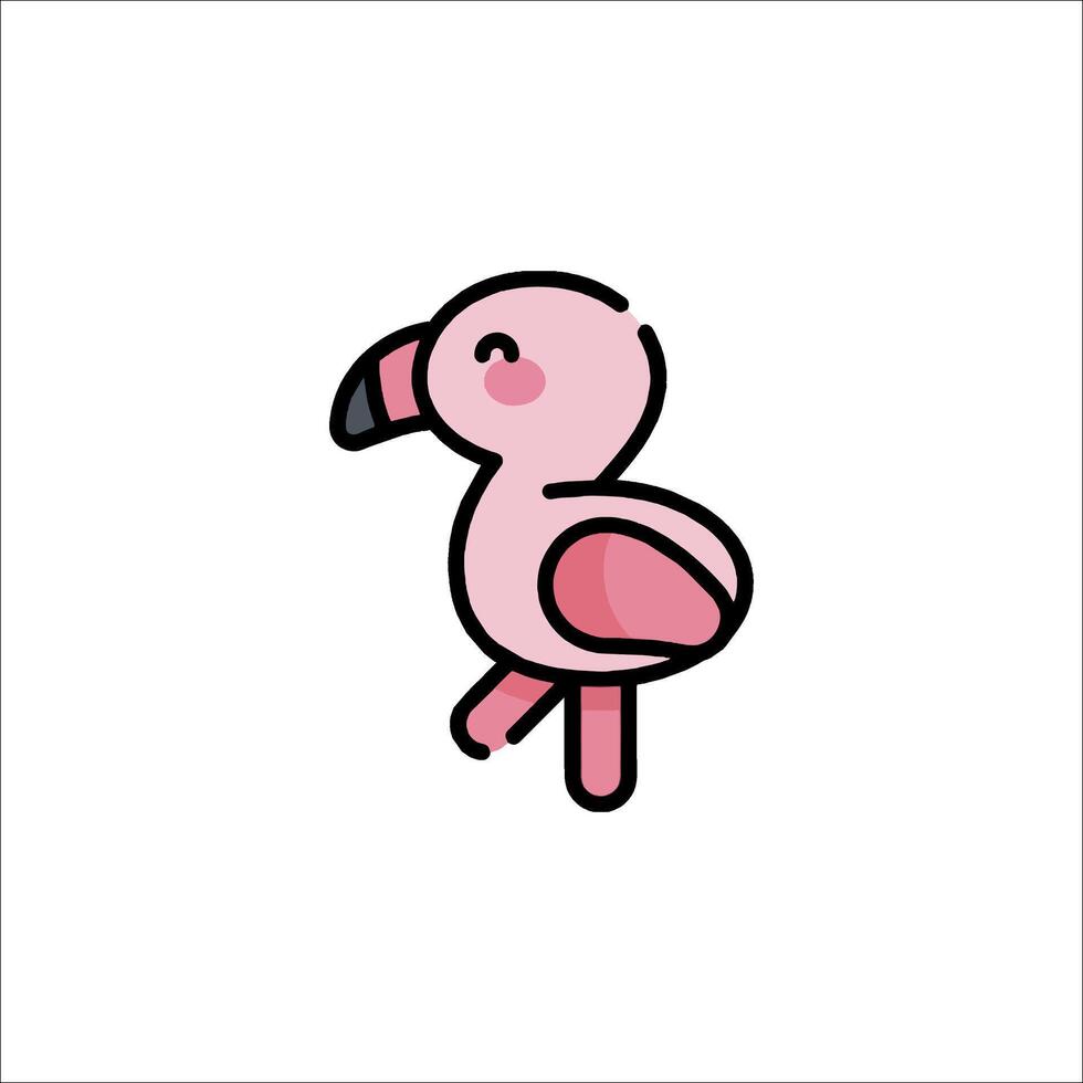 A cartoon flamingo with a pink body and black beak vector