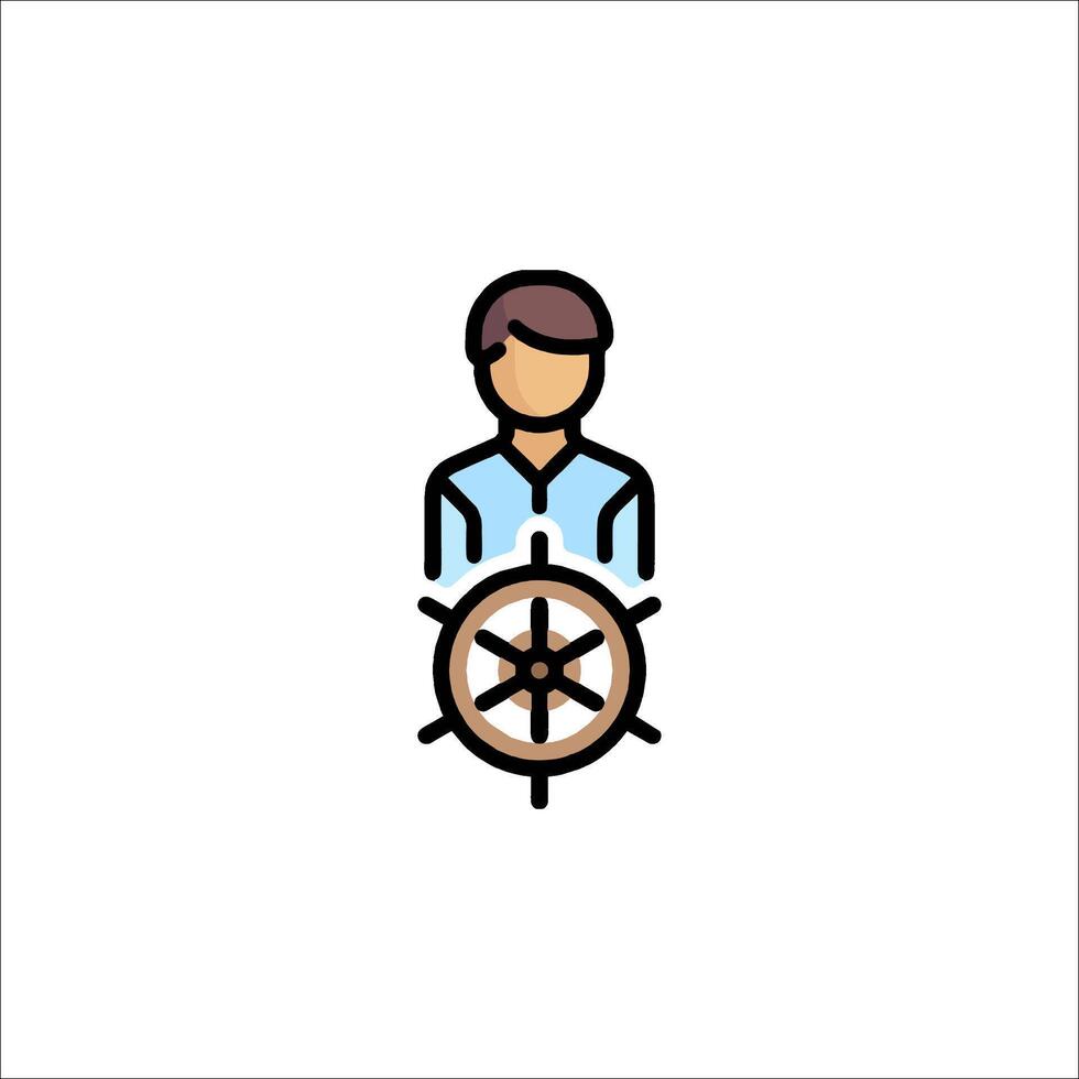 A man with a ship wheel icon vector