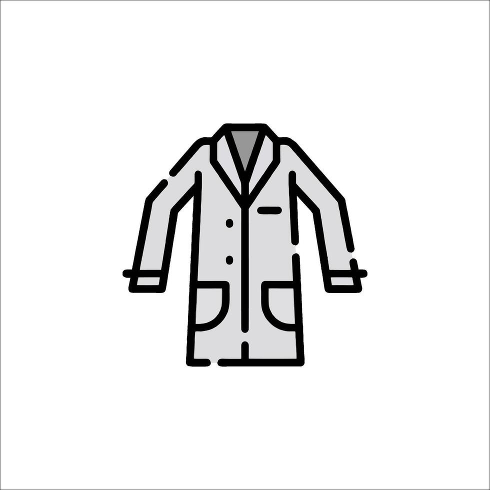 A coat icon in black and white vector
