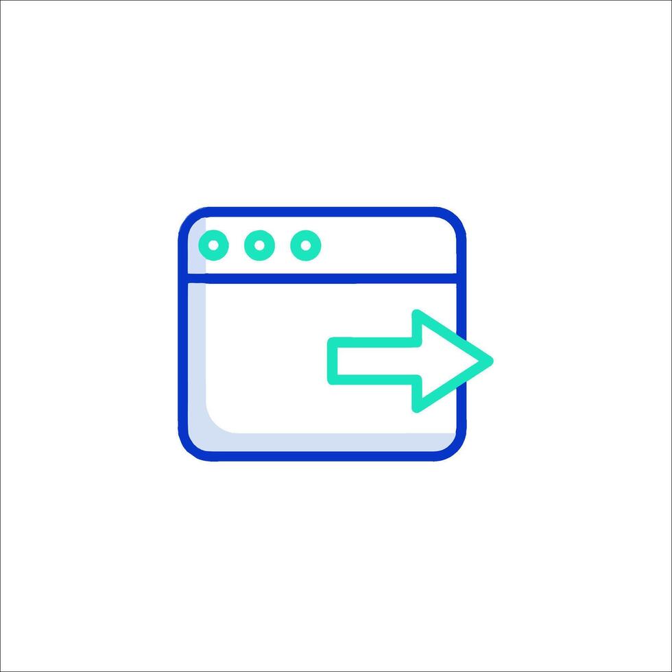 A blue and green icon of a computer screen with an arrow pointing to it vector