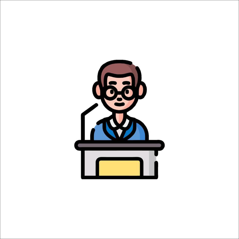 A man in glasses is standing at a podium vector