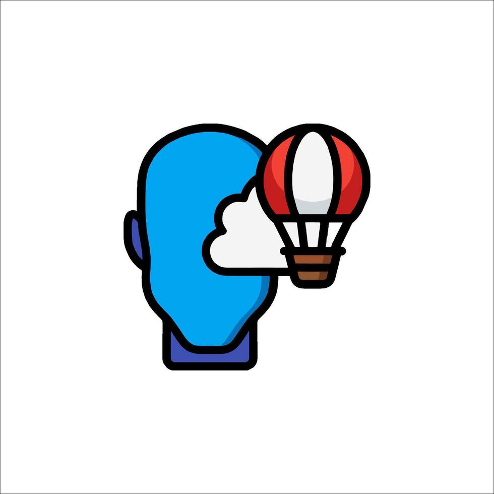 A cartoon head with a hot air balloon on it vector