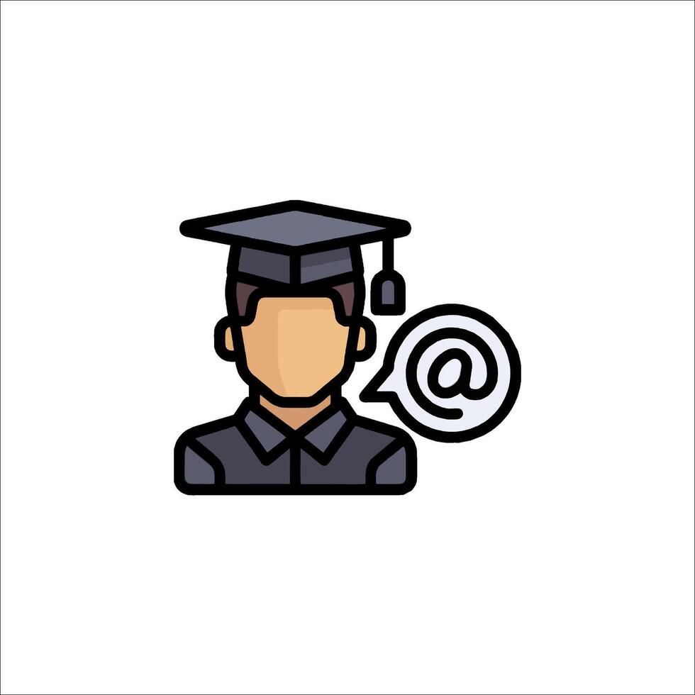 A graduation cap icon with an email icon vector