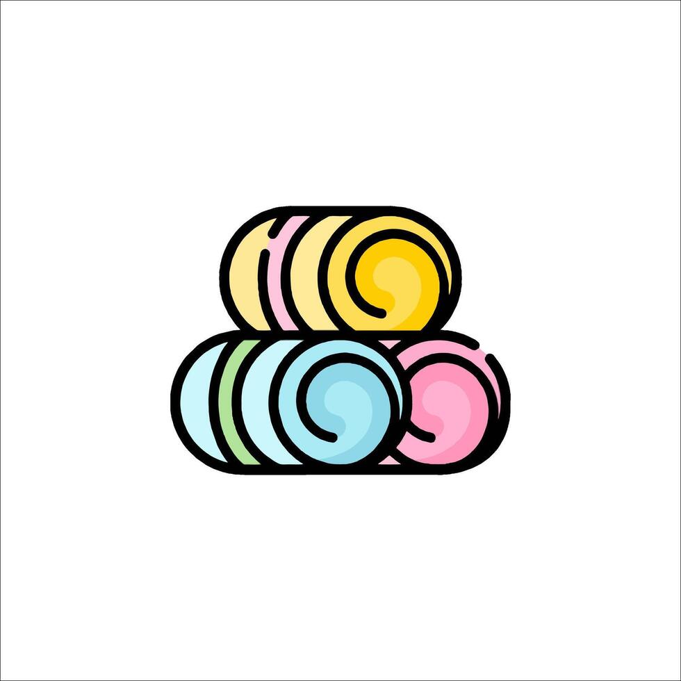 A stack of colorful rolls on a white background vector