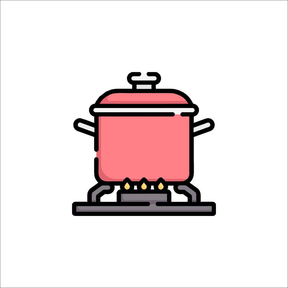 A pink pot on a stove with a lid vector