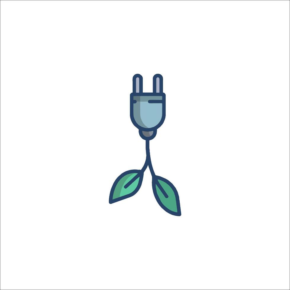 A plant with a plug on it, with a leaf on it vector