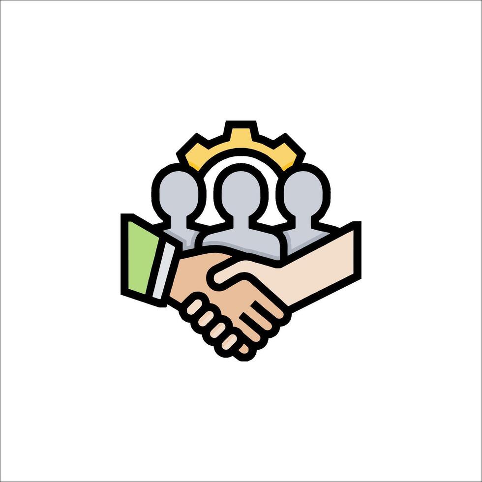 A logo for a company that is shaking hands with people vector