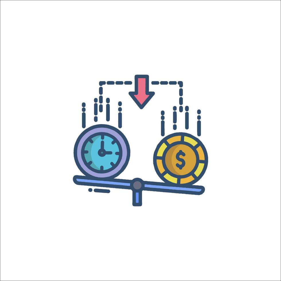 Time and money balance icon, illustration vector