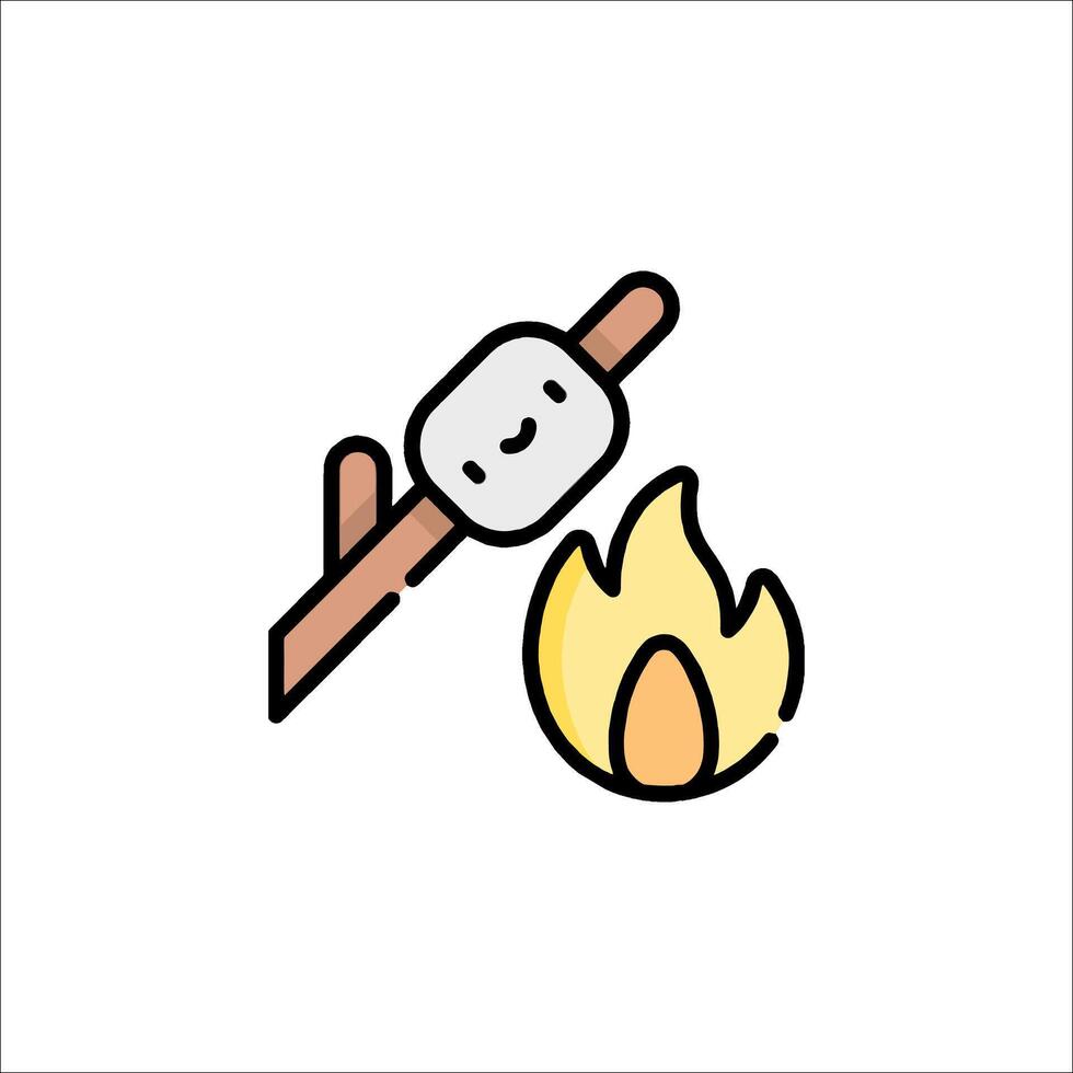 A marshmallow is on a stick and is burning vector