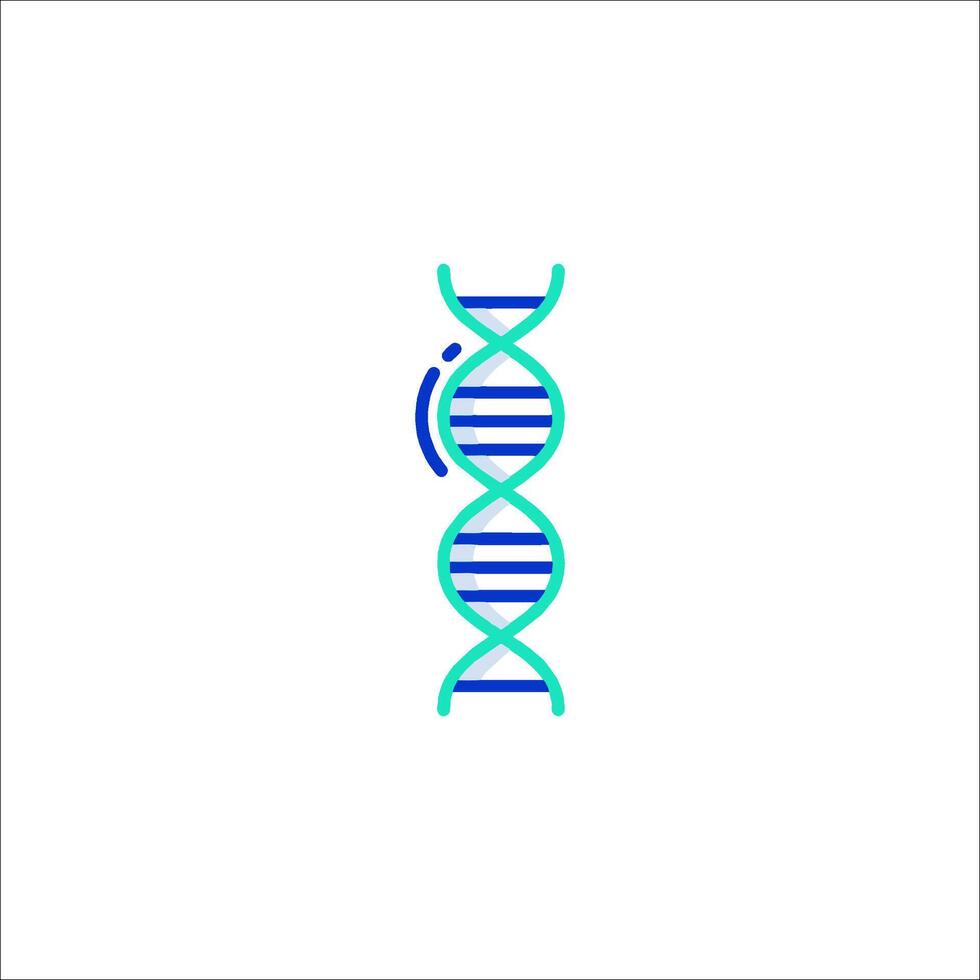 A dna strand is shown in a blue and green color vector