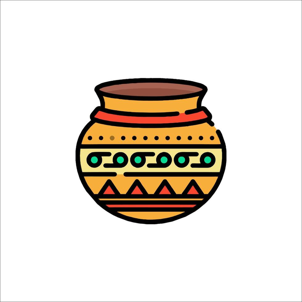 An illustration of a pot with a colorful design vector