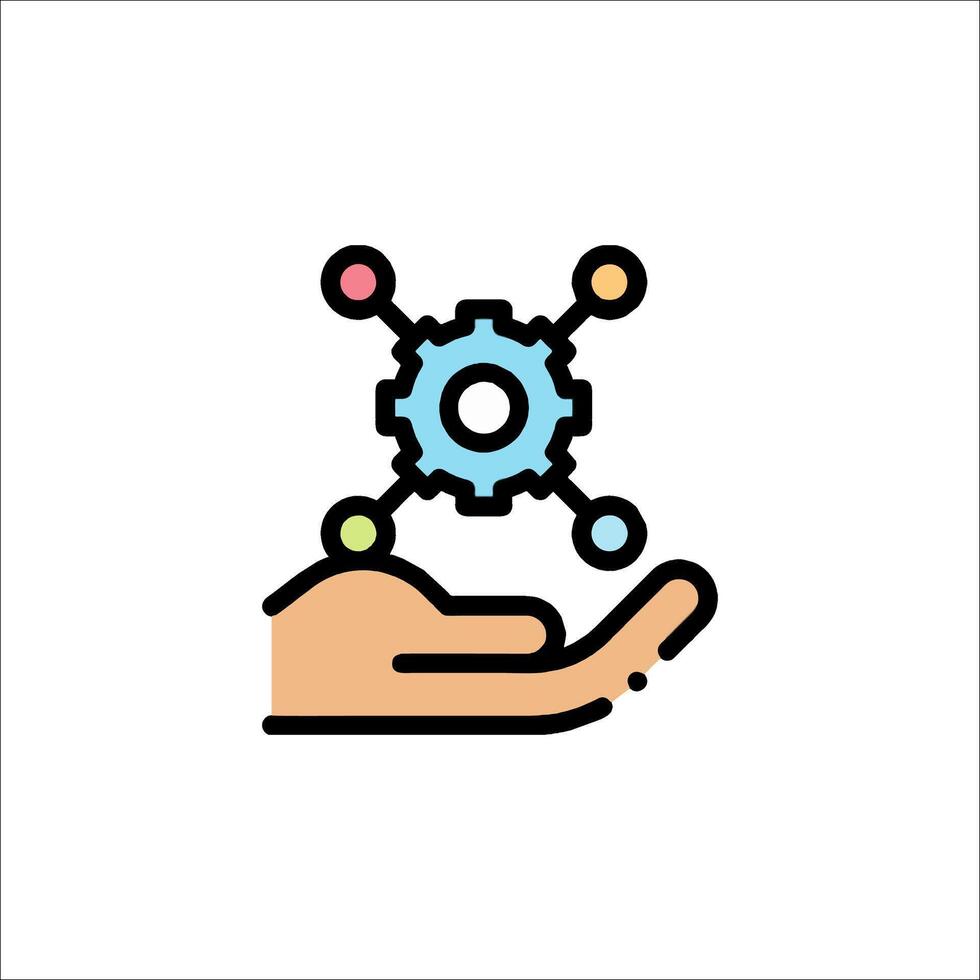 A hand holding a gear wheel icon vector