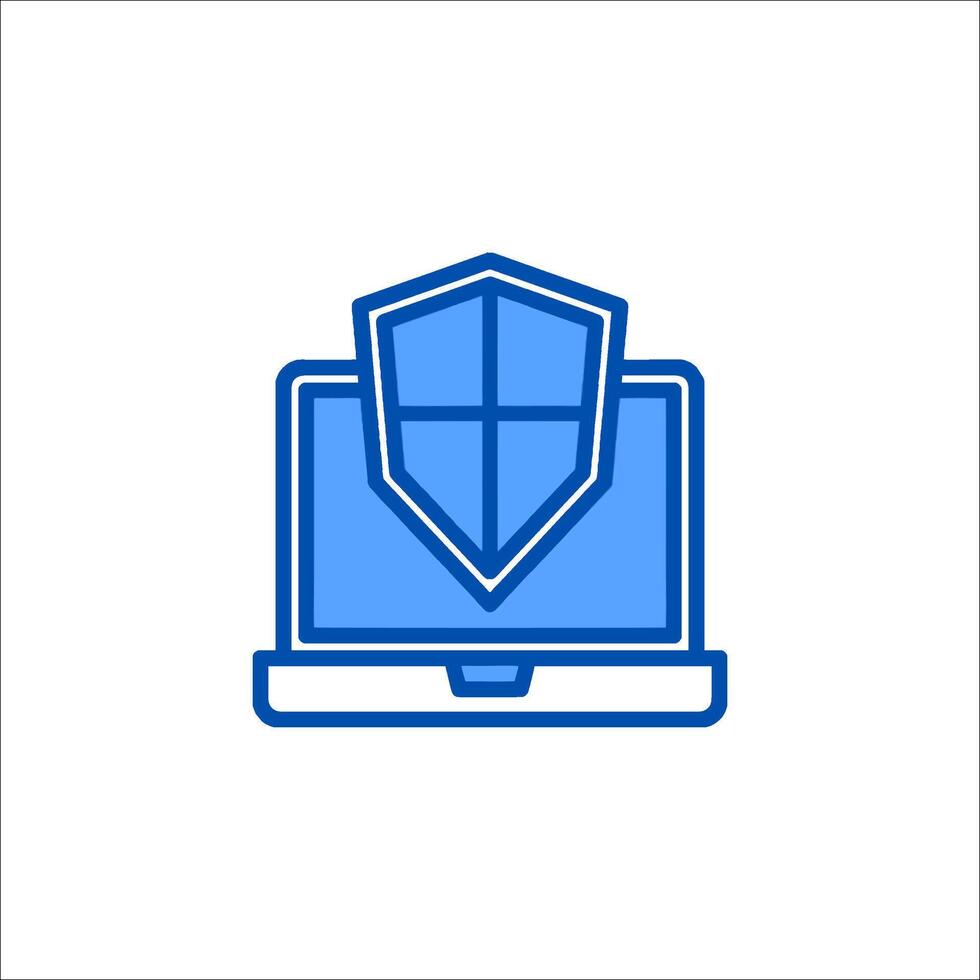 A laptop with a shield icon vector