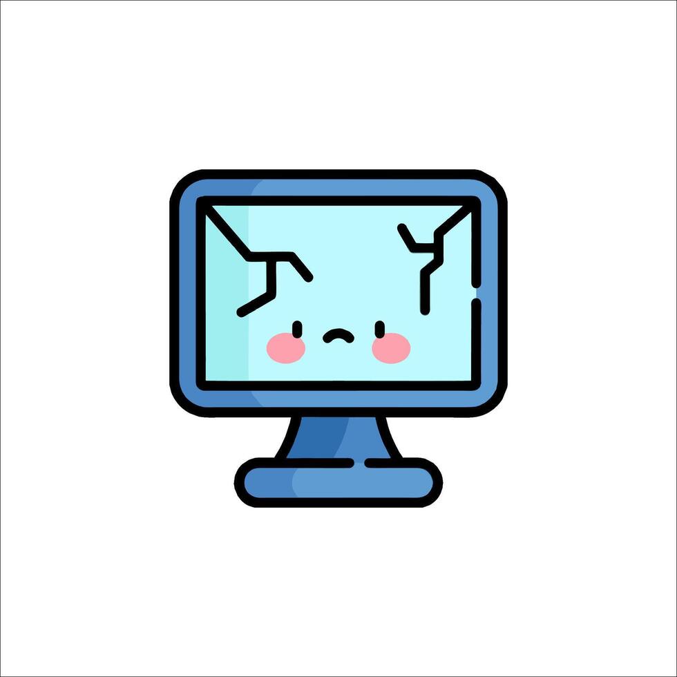 A computer monitor with a broken screen vector