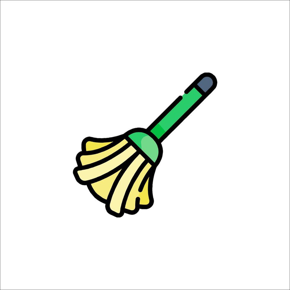 A green and yellow mop icon on a white background vector