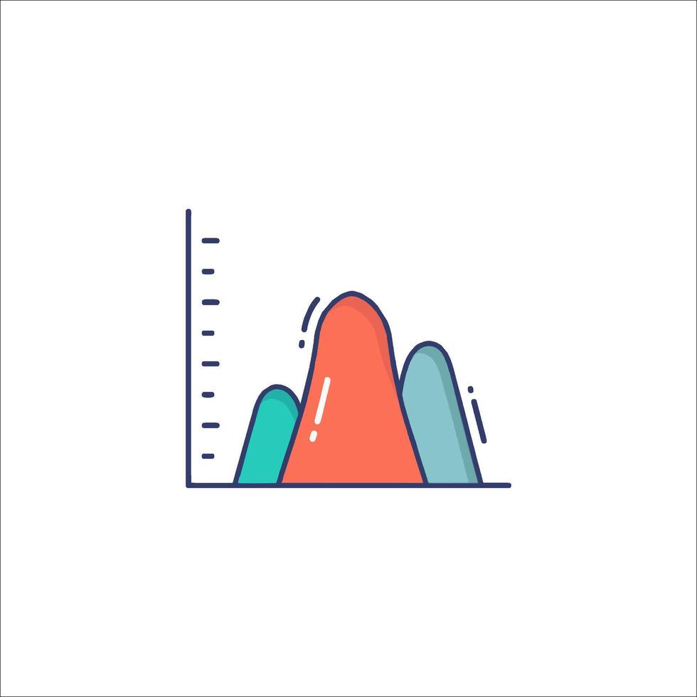 A graph icon with a line and a mountain vector