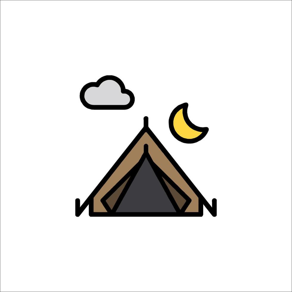 A tent with a moon and clouds vector