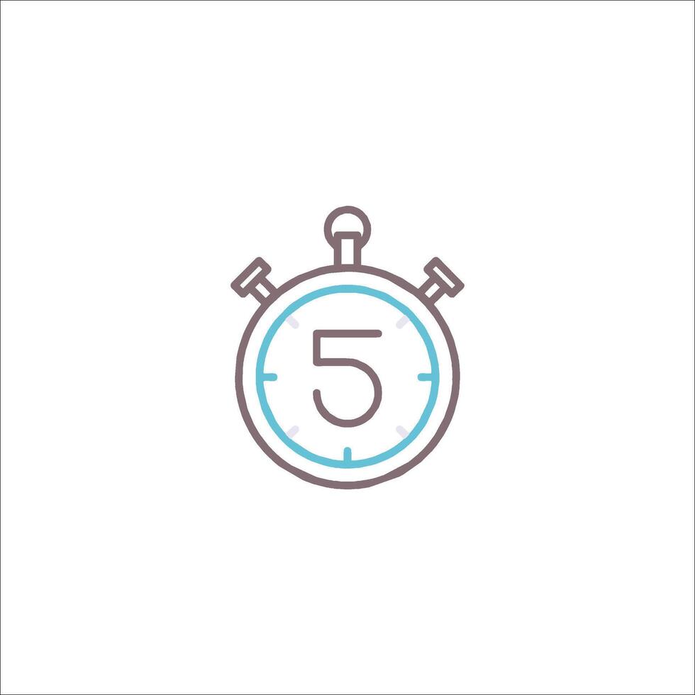 A stopwatch icon with the number five on it vector