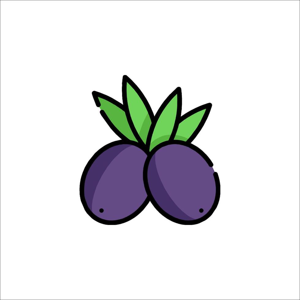 Two purple olives on a white background vector