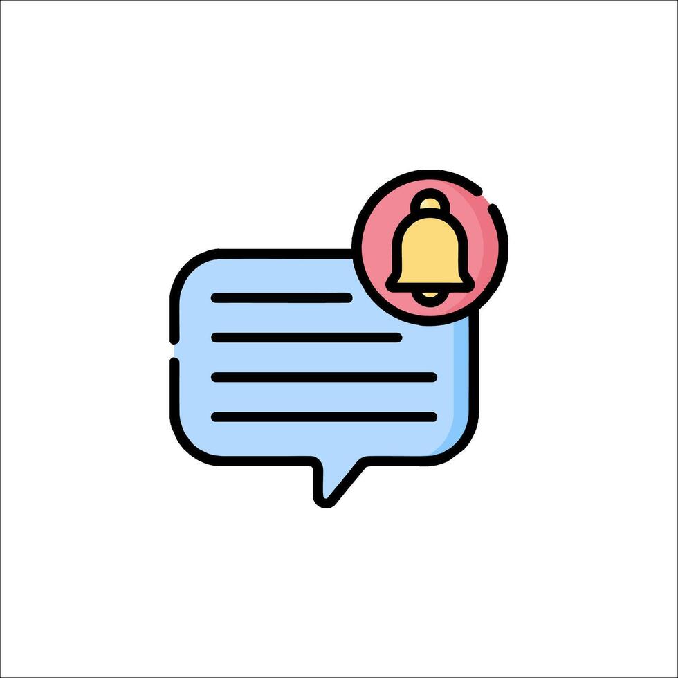 A bell icon with a speech bubble vector