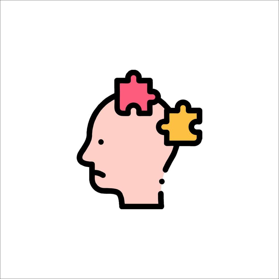 A person's head with a puzzle piece in the middle vector