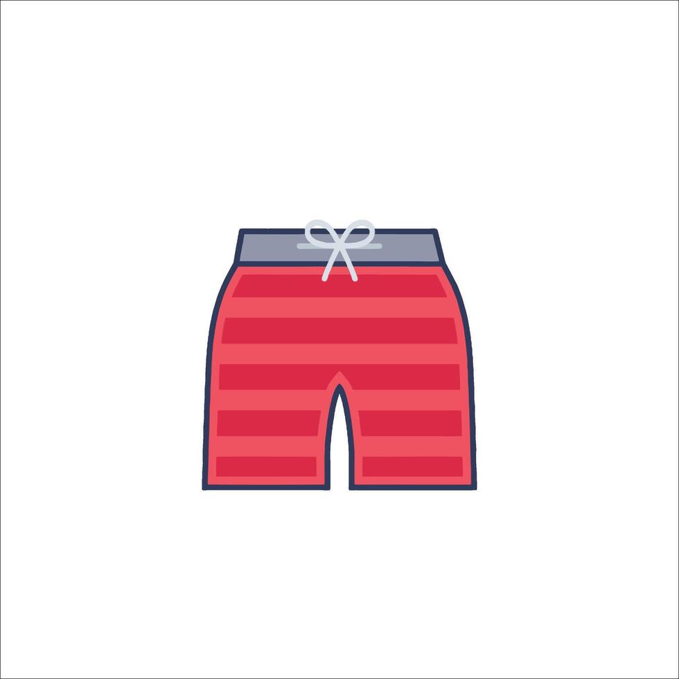 A red and white swim trunks icon vector