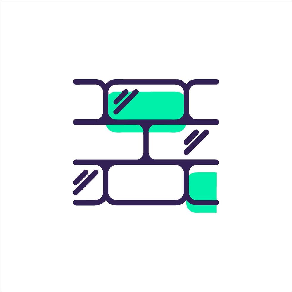 A brick wall with a green and blue outline vector