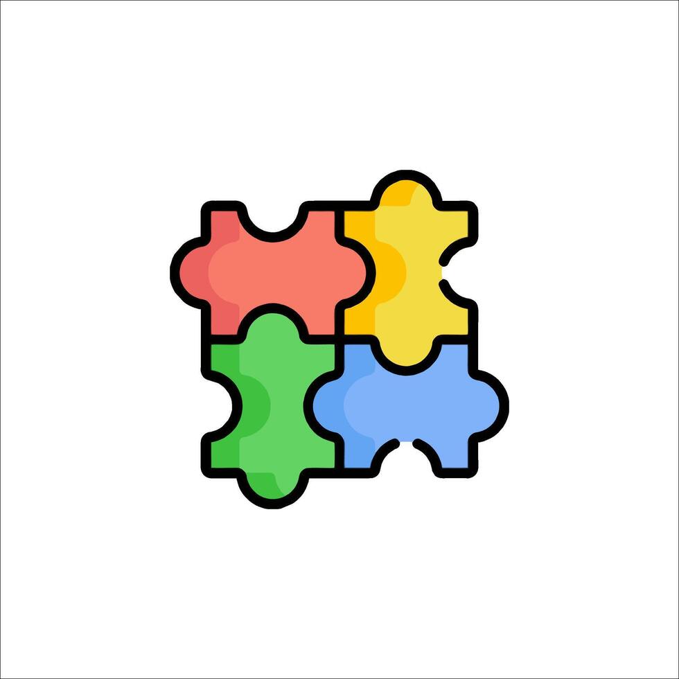 A puzzle piece icon with four pieces vector