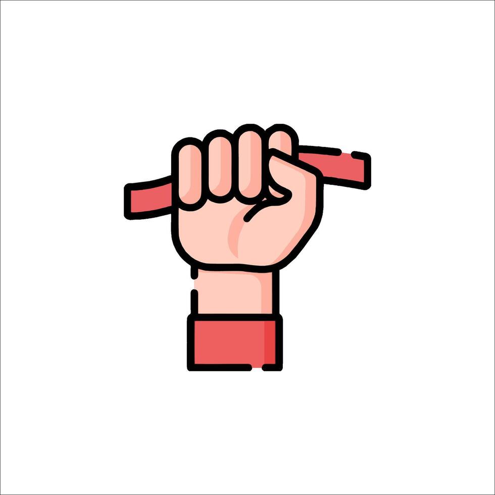 A hand holding a red stick icon vector