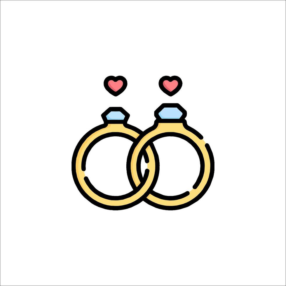 Two wedding rings with hearts on them vector