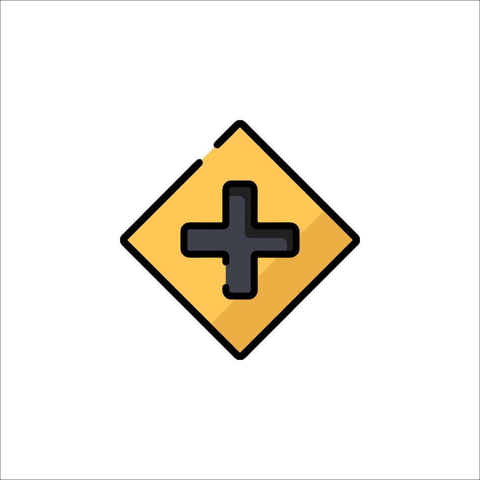 A yellow sign with a plus sign on it vector