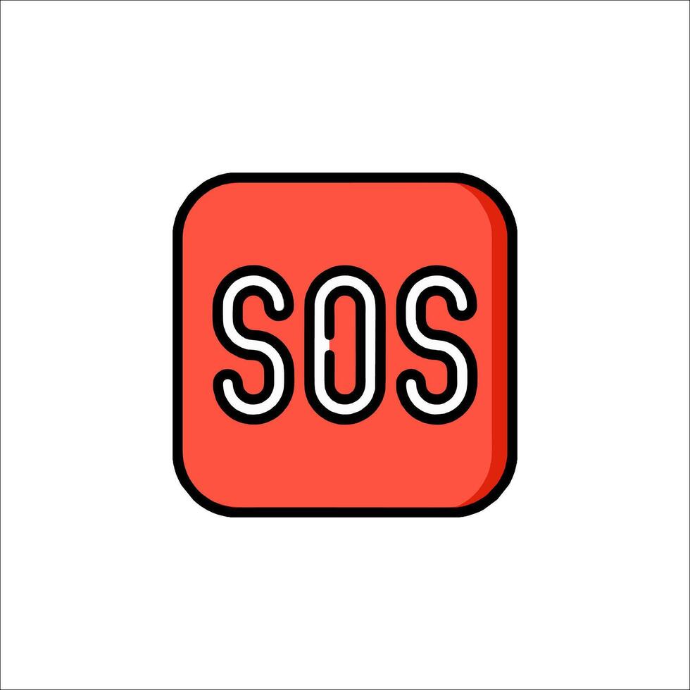 The sos logo is shown in a red square vector