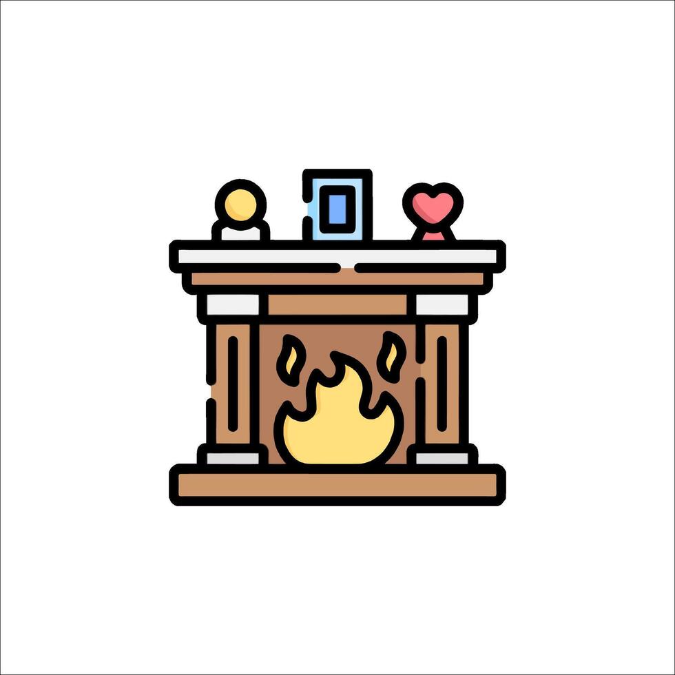 Fireplace icon, illustration vector