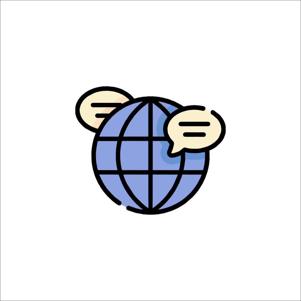 World globe with speech bubbles icon vector