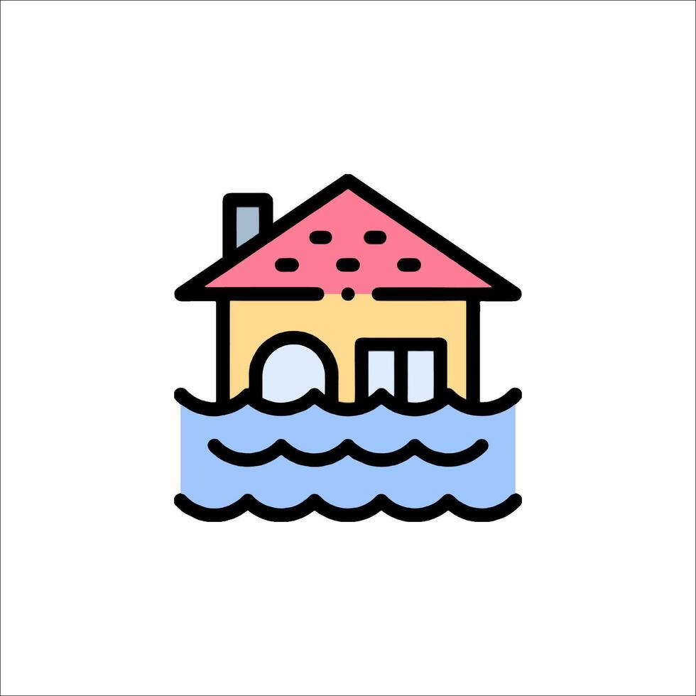 House in flood illustration vector