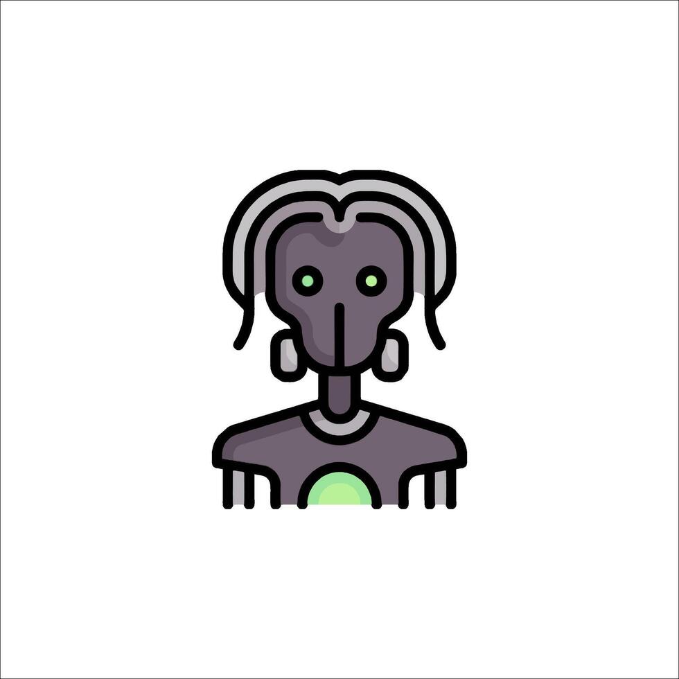 A robot with green eyes and a green light vector