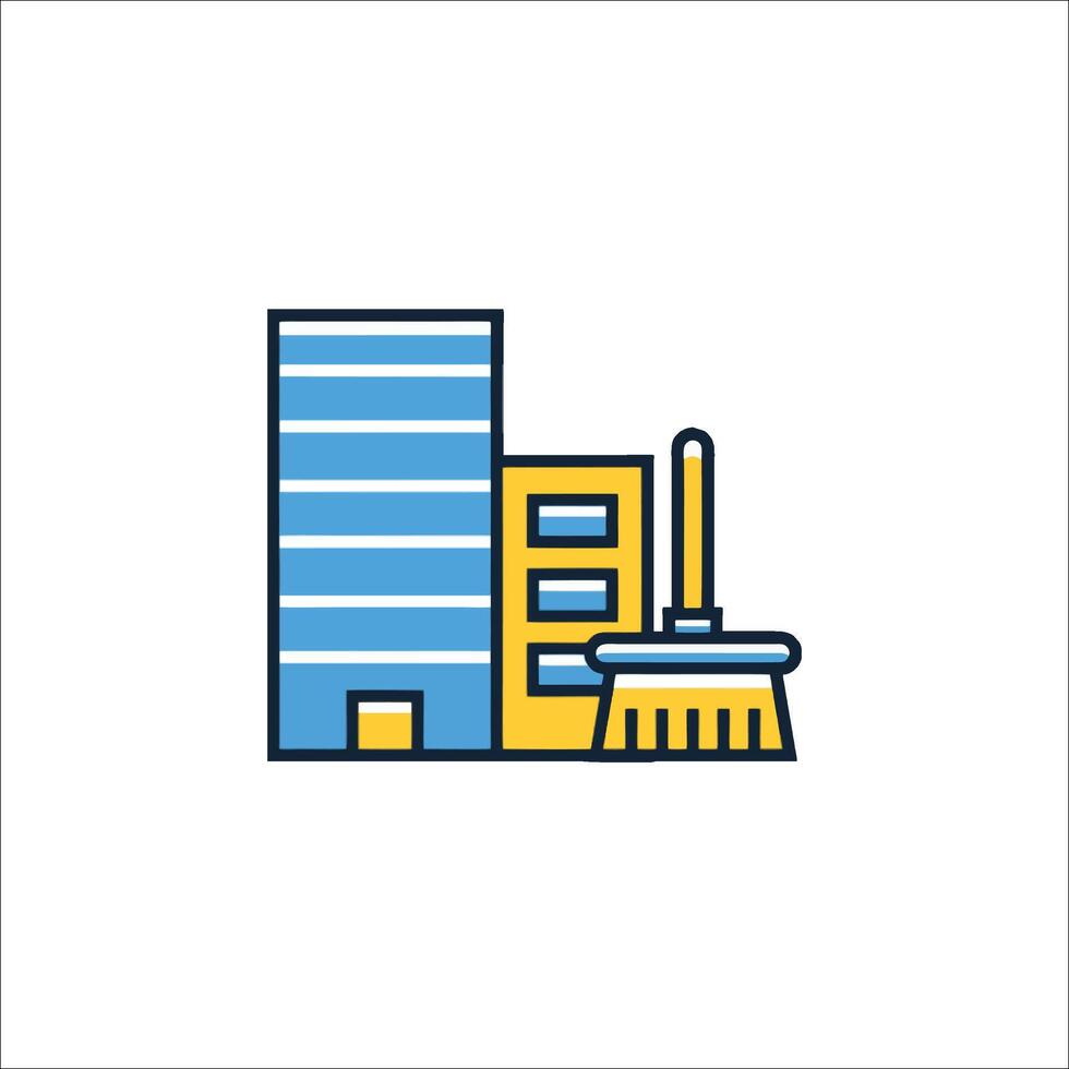 A building with a broom and a trash can vector