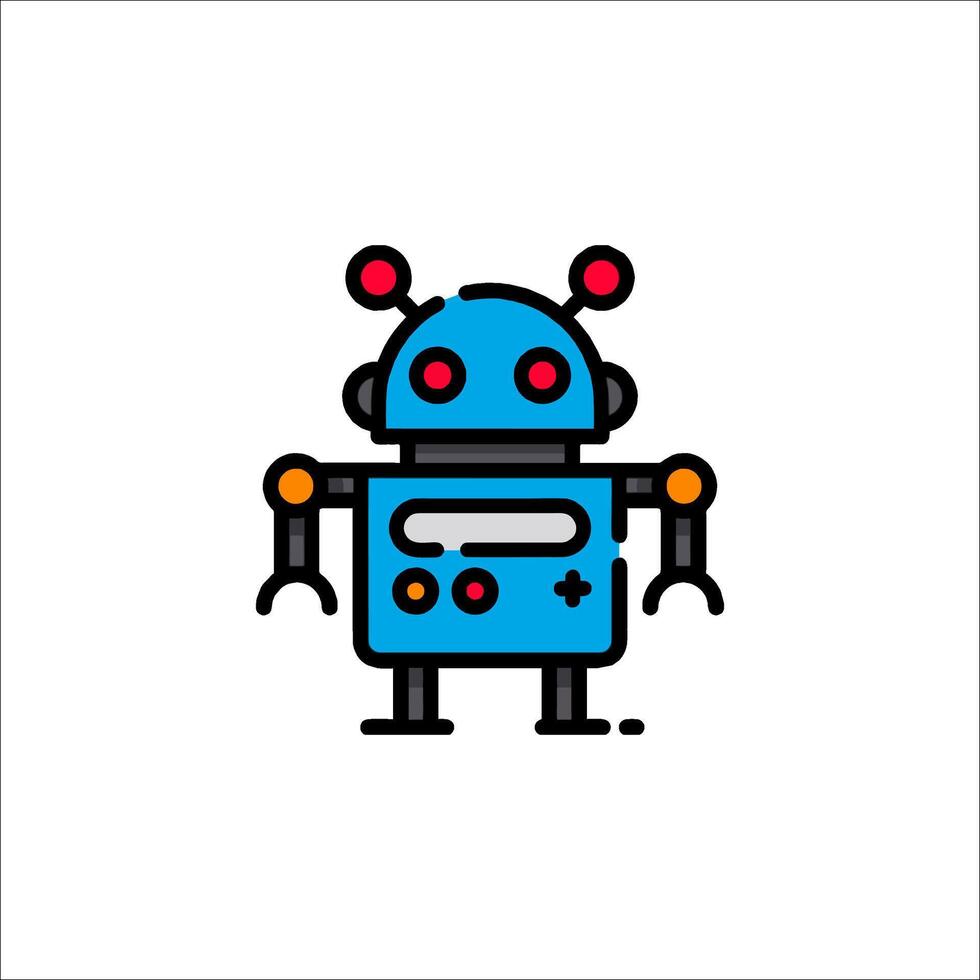 A robot icon with a blue background vector