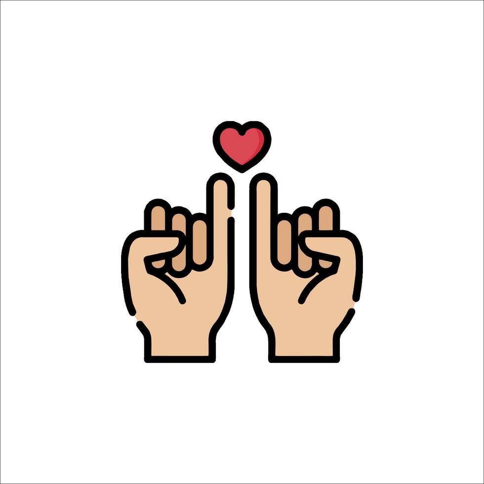 Two hands with a heart in the middle, one pointing up and the other down vector
