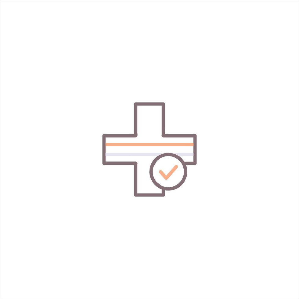 A medical cross with a check mark vector