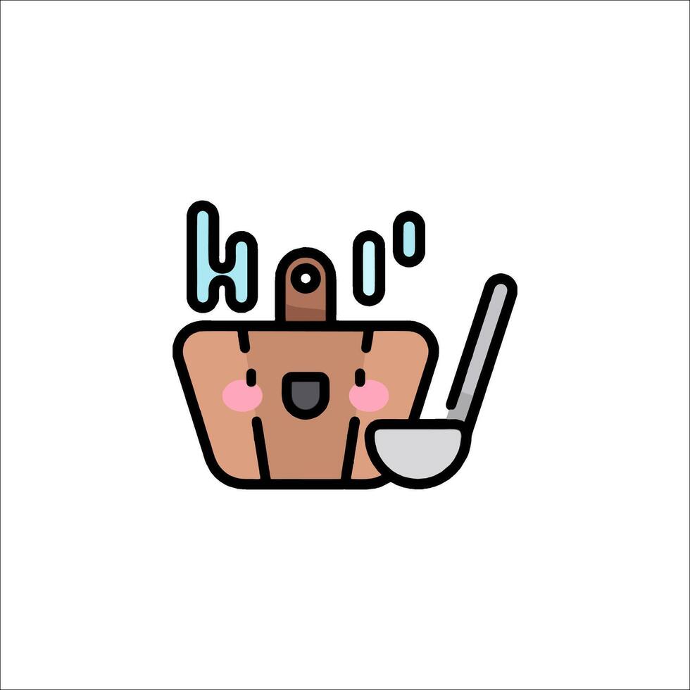 A cartoon character holding a spoon and a basket vector