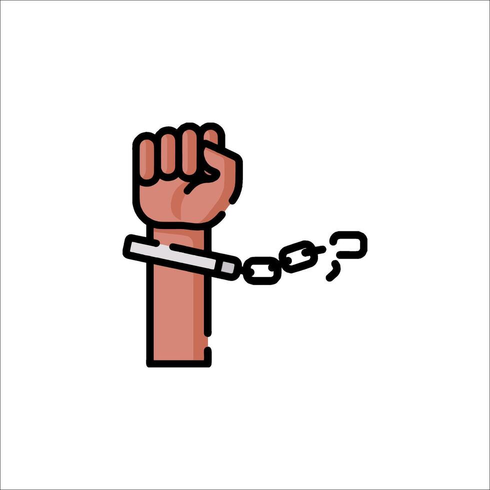 Hand in handcuffs with a chain icon vector