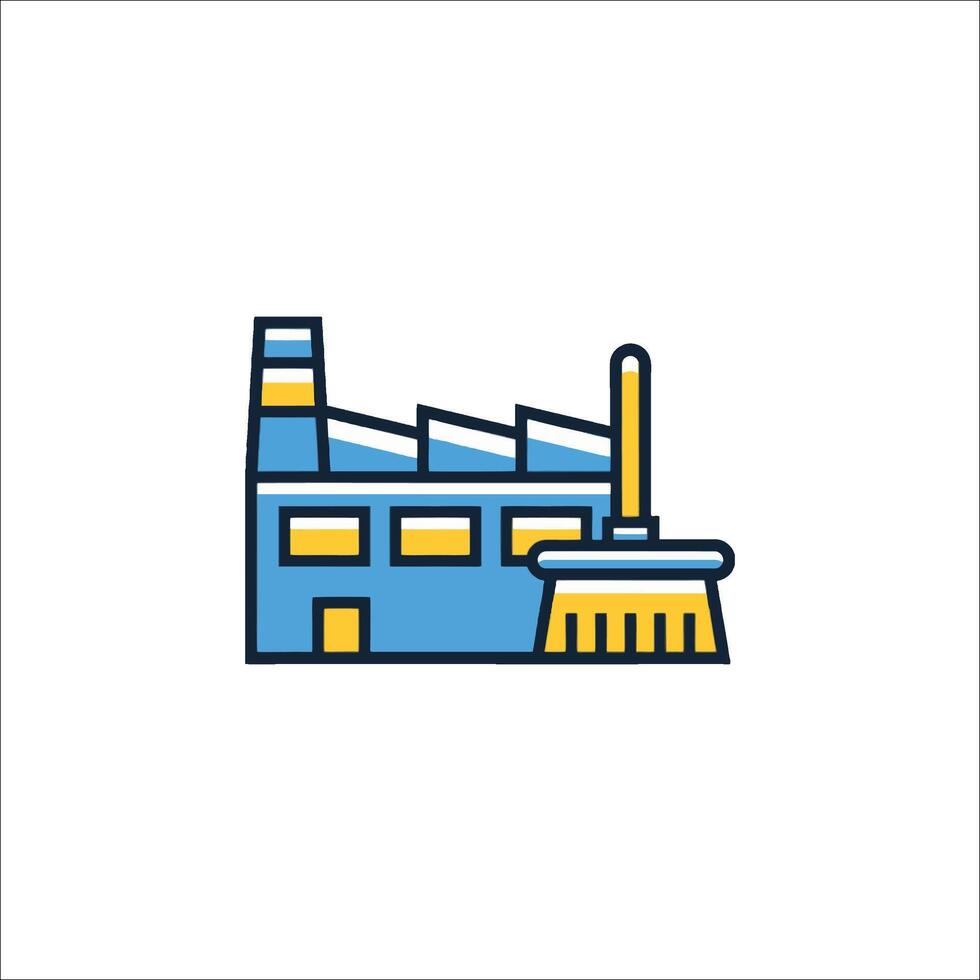 A factory with a broom and a broom handle vector